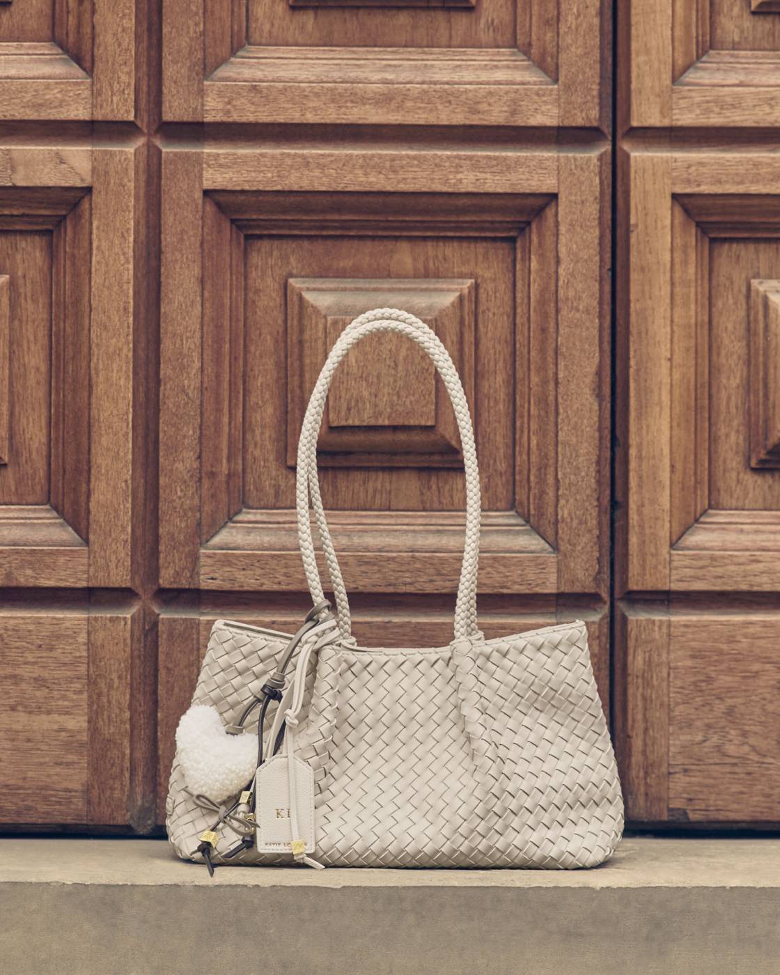 Nova Hand Woven Small Shoulder Tote in Oyster