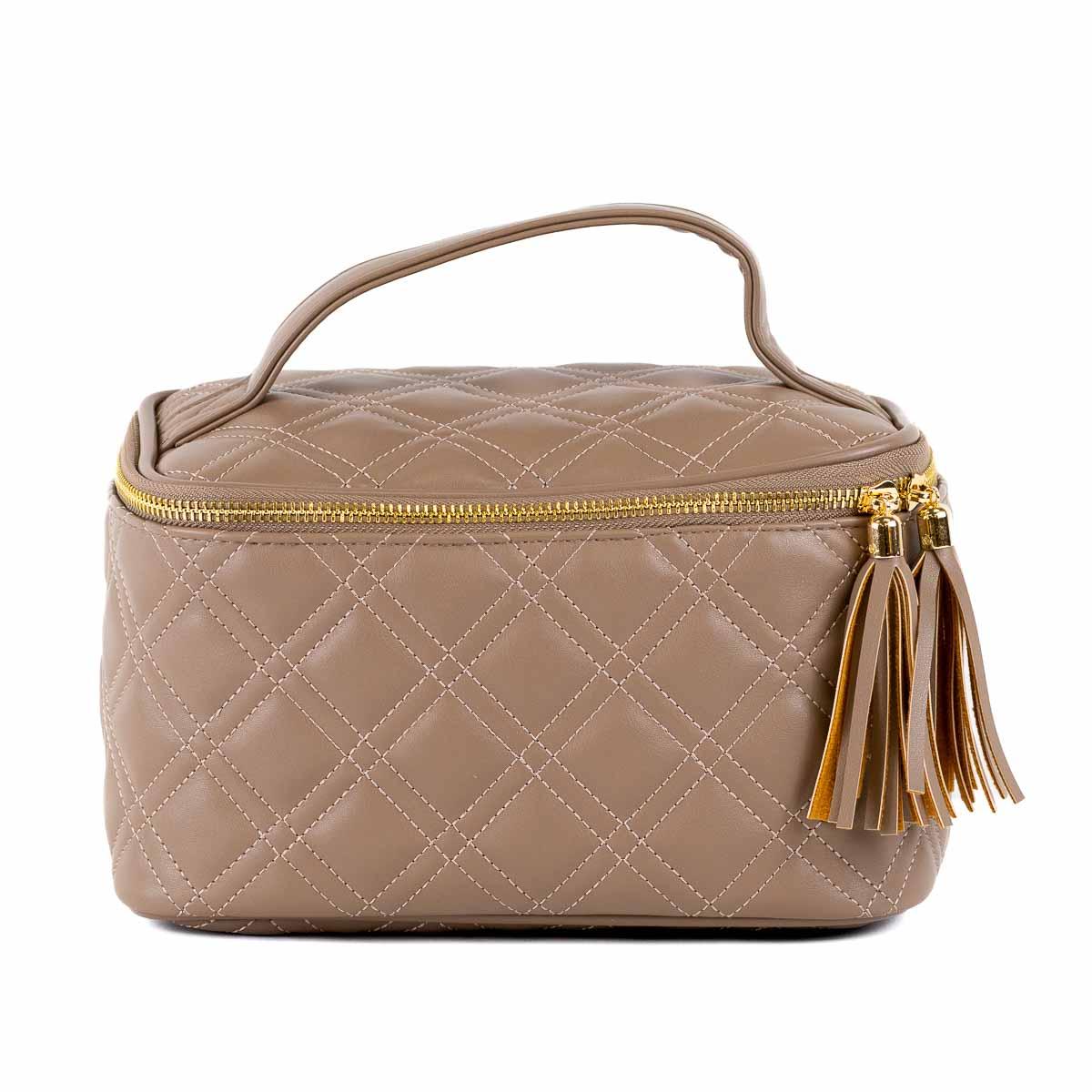 Brighton Quilted Train Case In Taupe