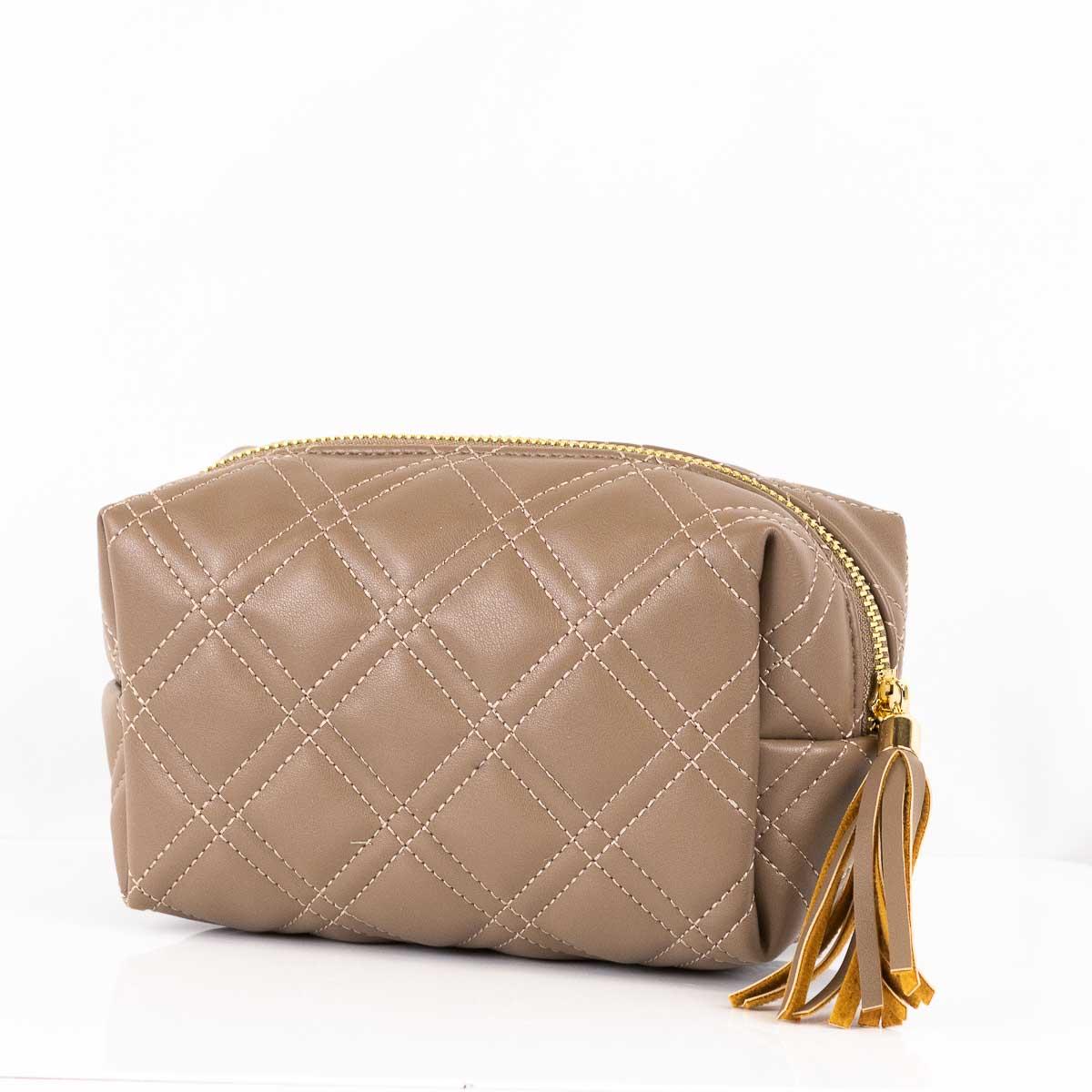 Brighton Quilted Cosmetic Case In Taupe