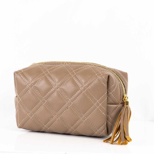 Brighton Quilted Cosmetic Case In Taupe