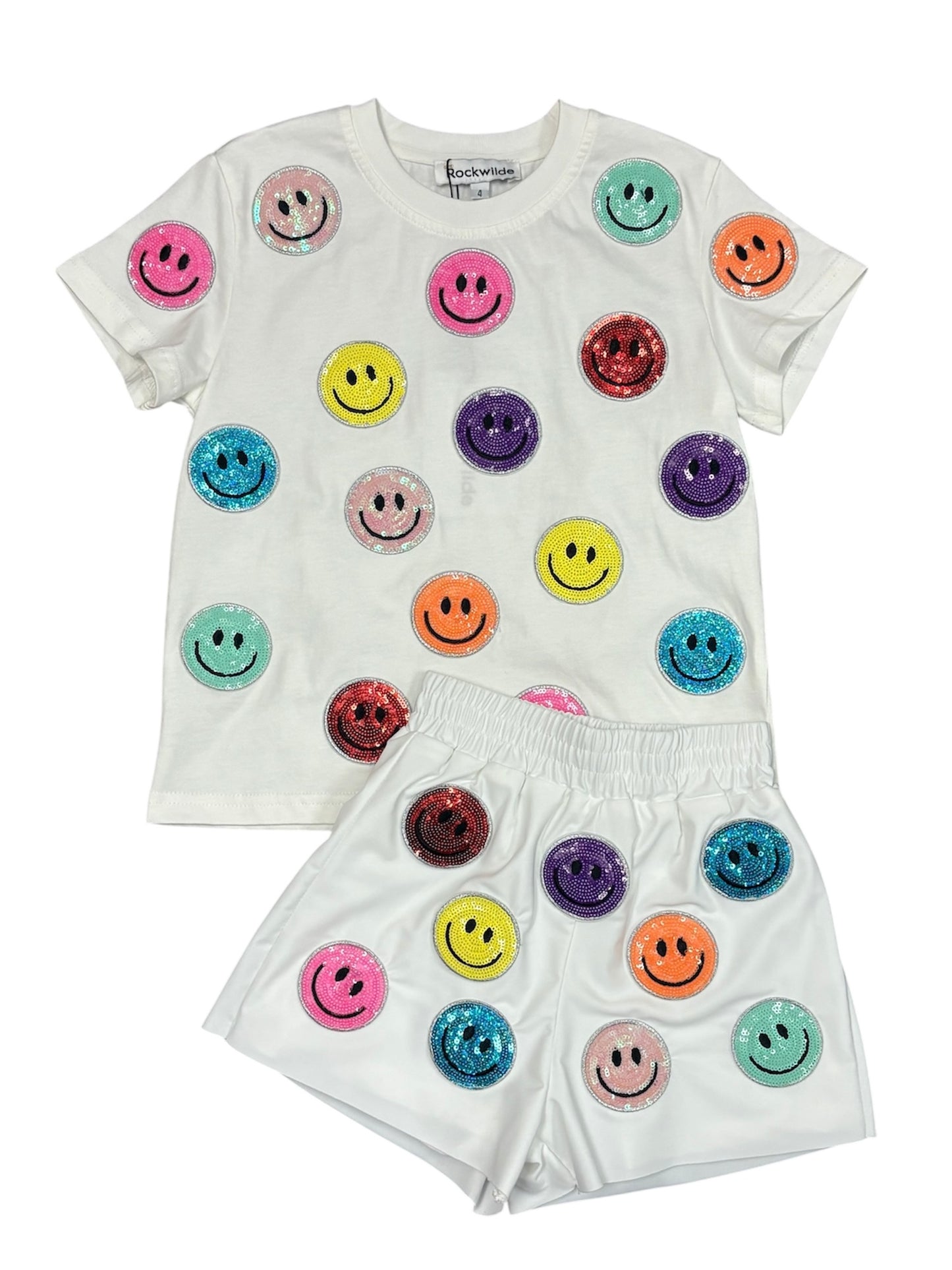 Sequin Smiley Face Short Set
