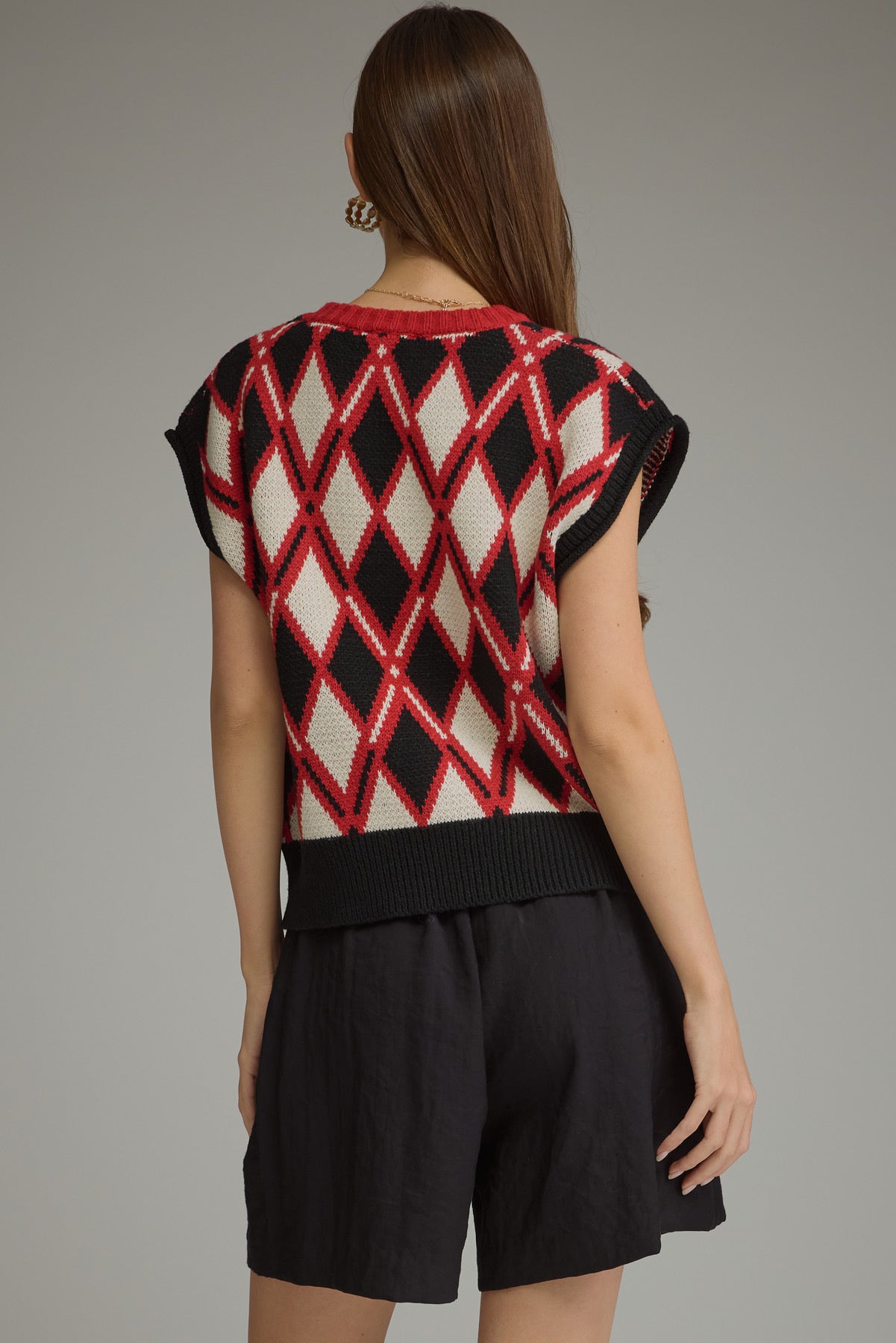 Diamond Knit Top - Red