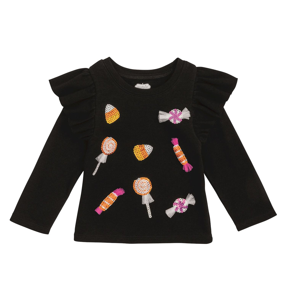 Black Halloween Candy Sequin Tee