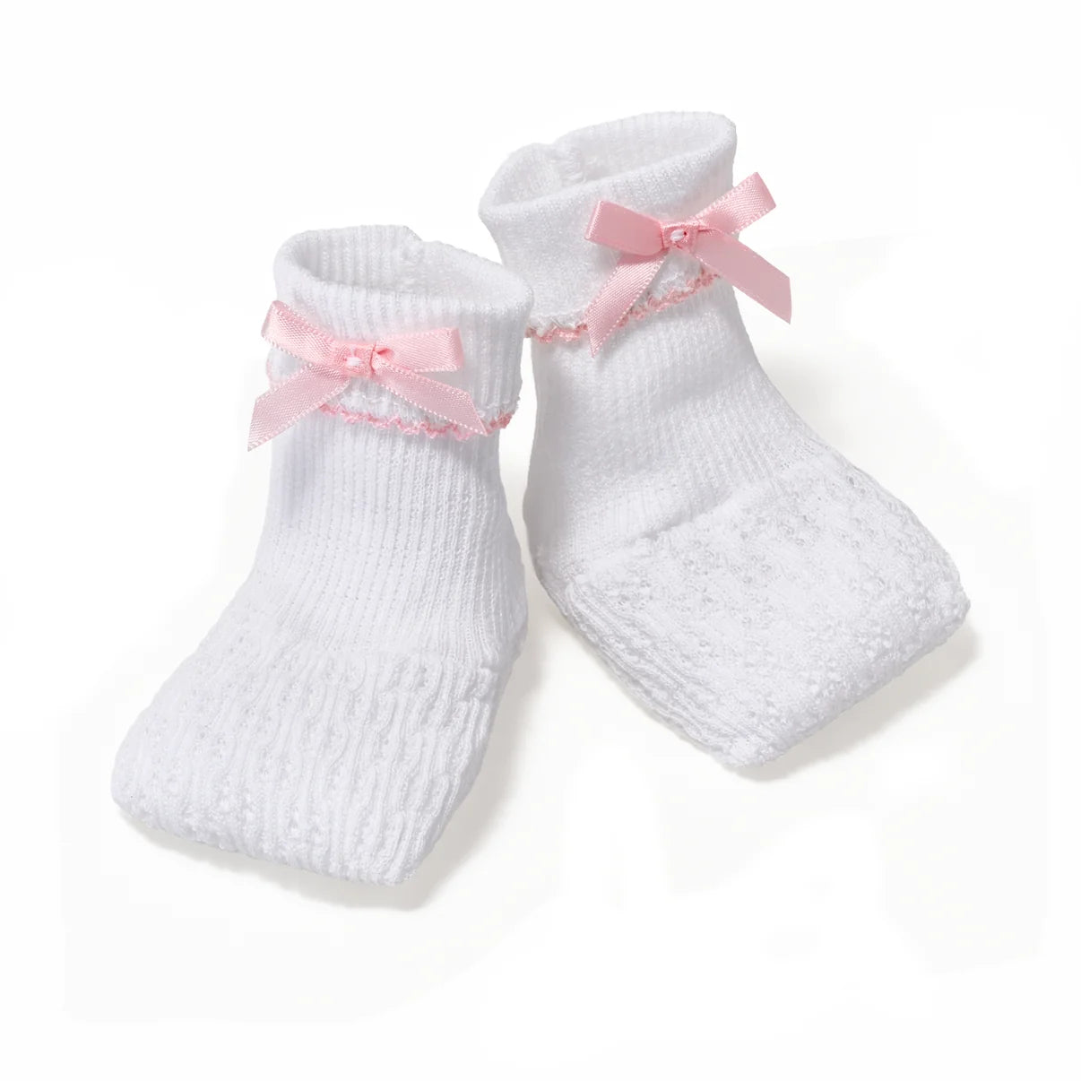 White Knit Booties w/ Bow
