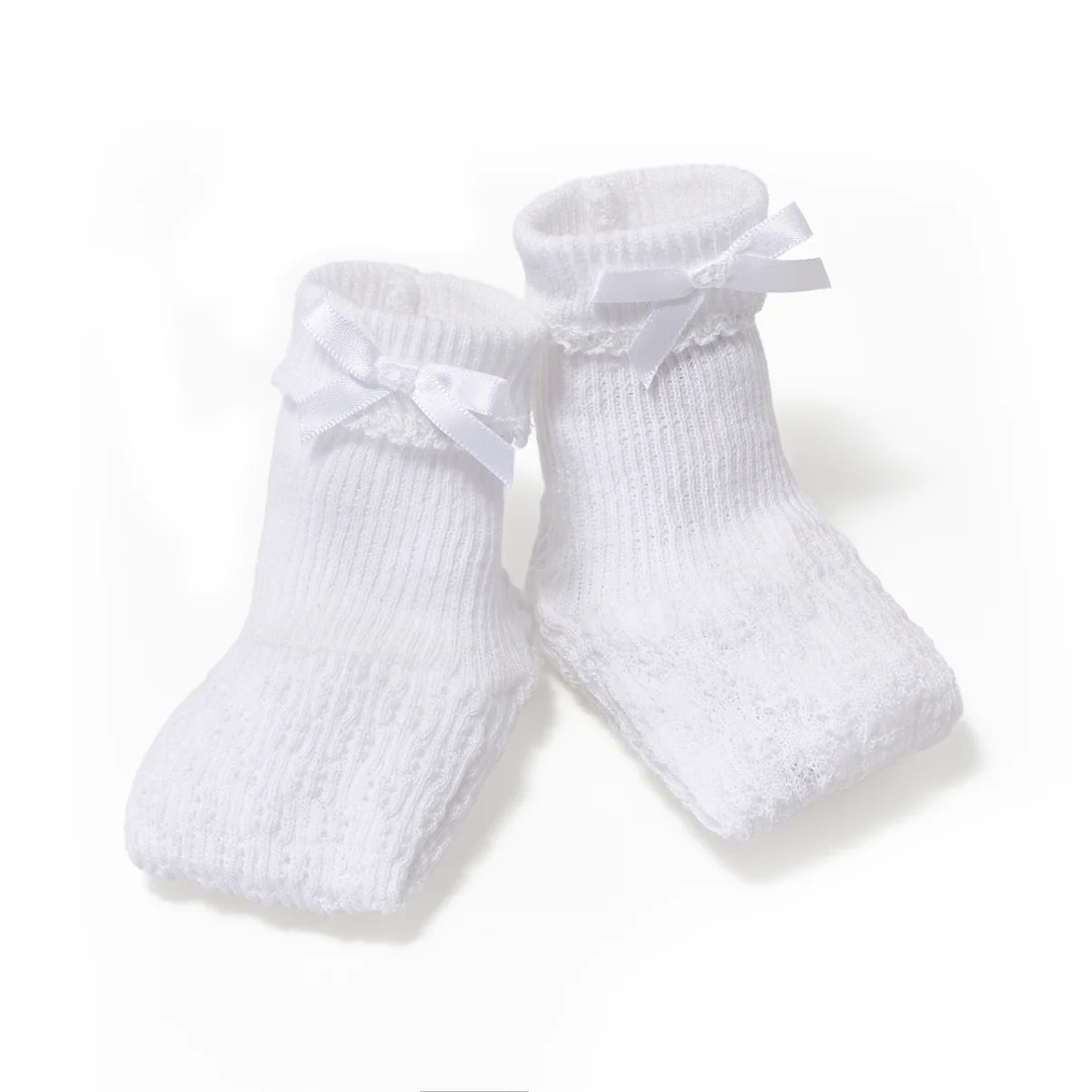 White Knit Booties w/ Bow