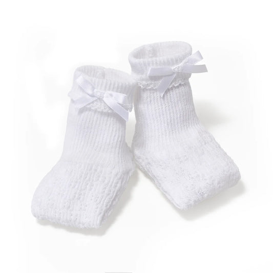 White Knit Booties w/ Bow