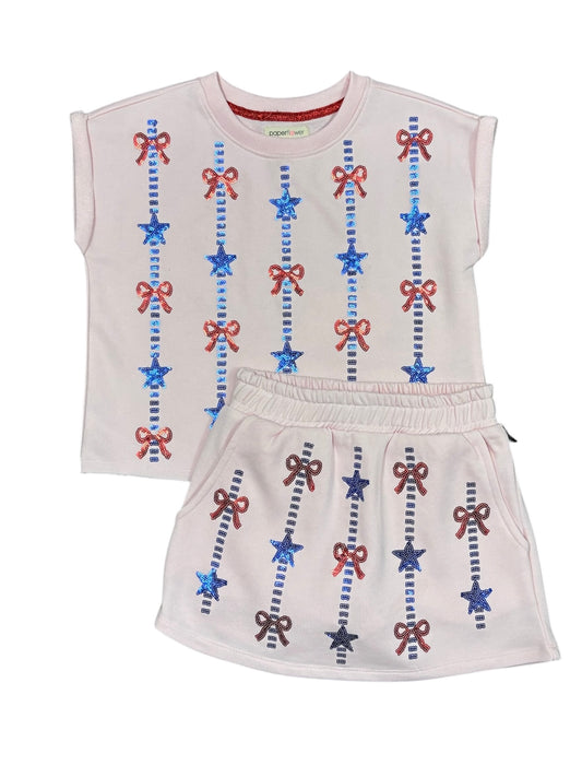 Sequin Stars and Bows Americana Skort