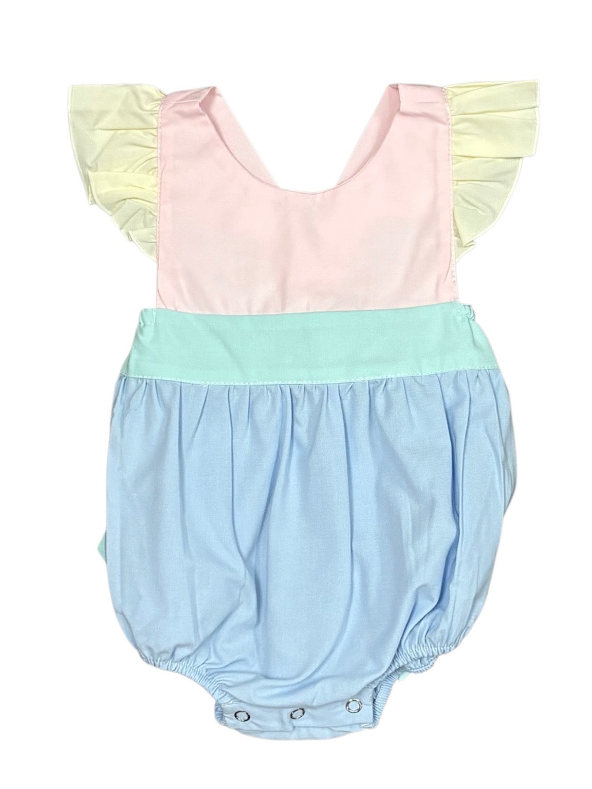 Colorblock Bow Back Bubble Romper