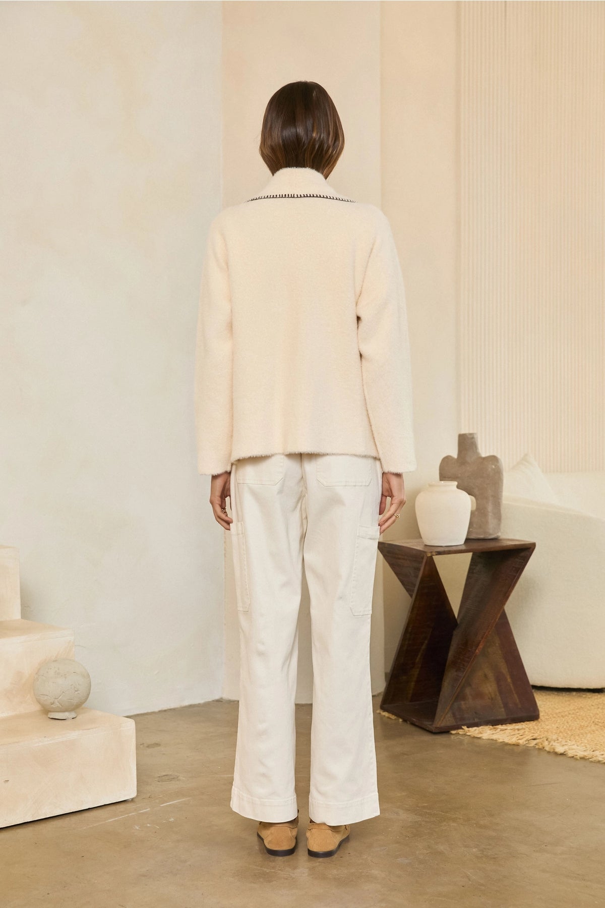 Open-Front Knit Cardigan Jacket