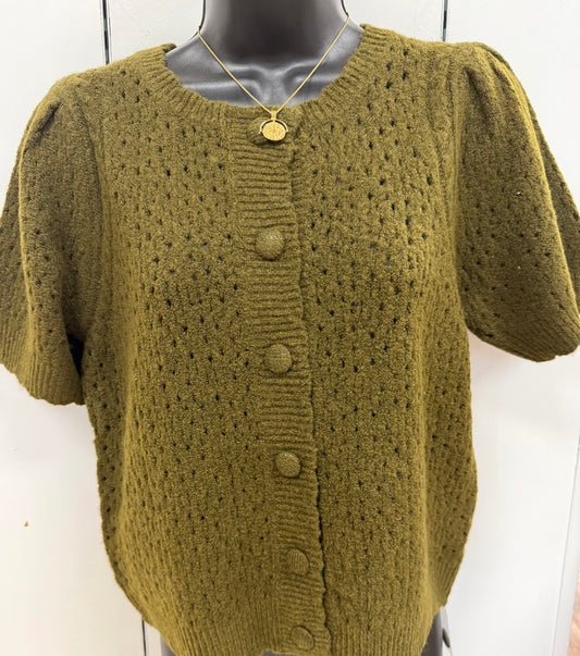 Olive Button Detail Knit Top