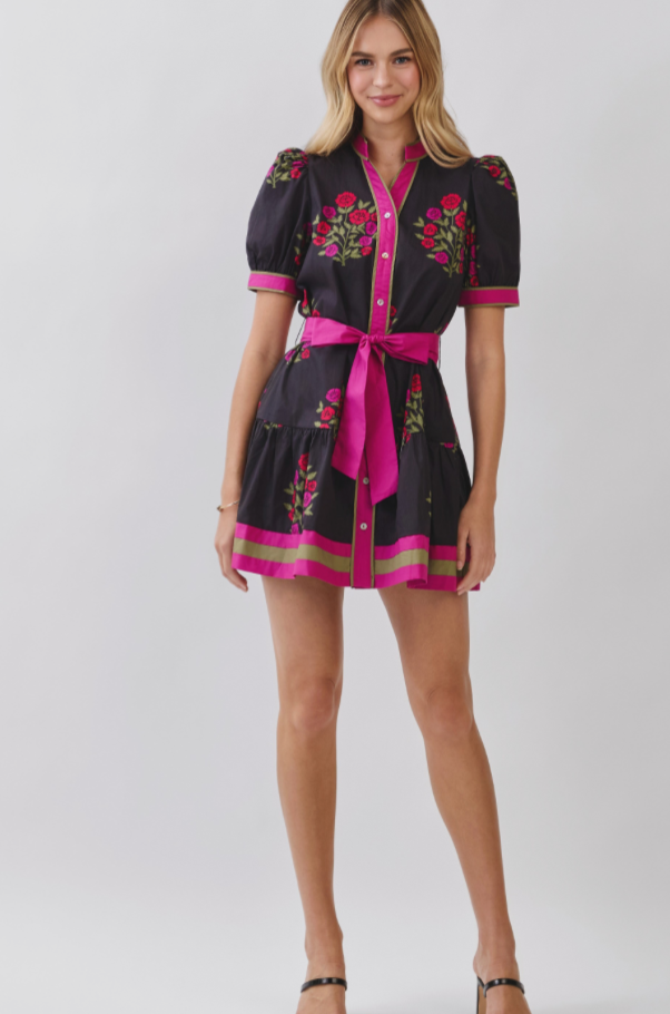 Floral Print Puff Sleeve Dress