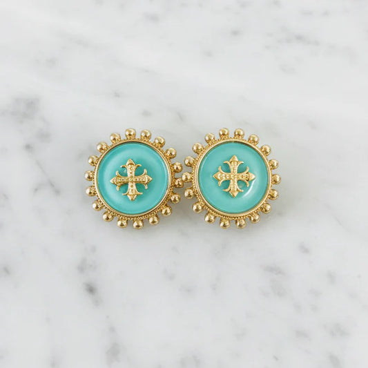 Enamel Cross Earring in Turquoise