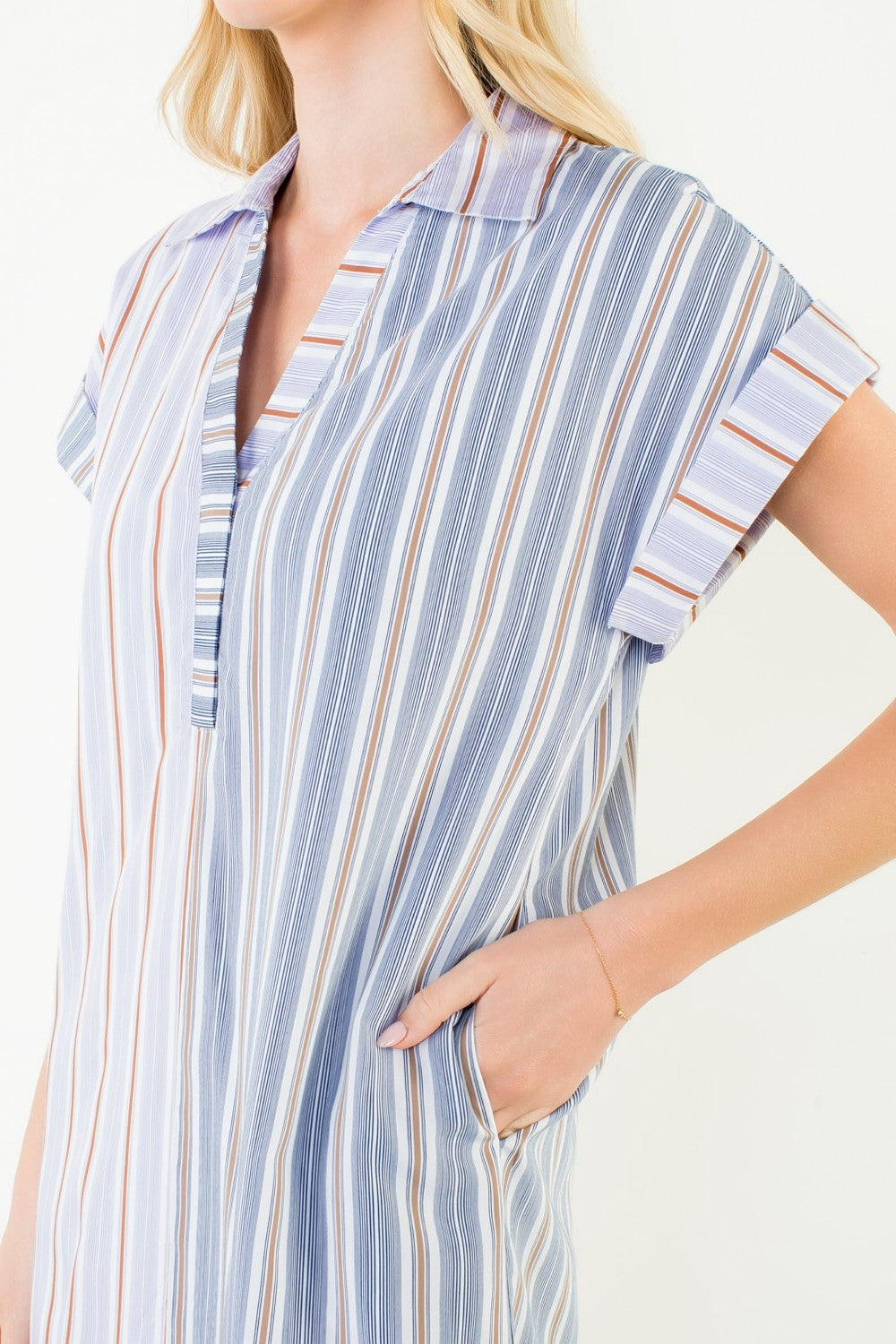 V Neck Striped Dress