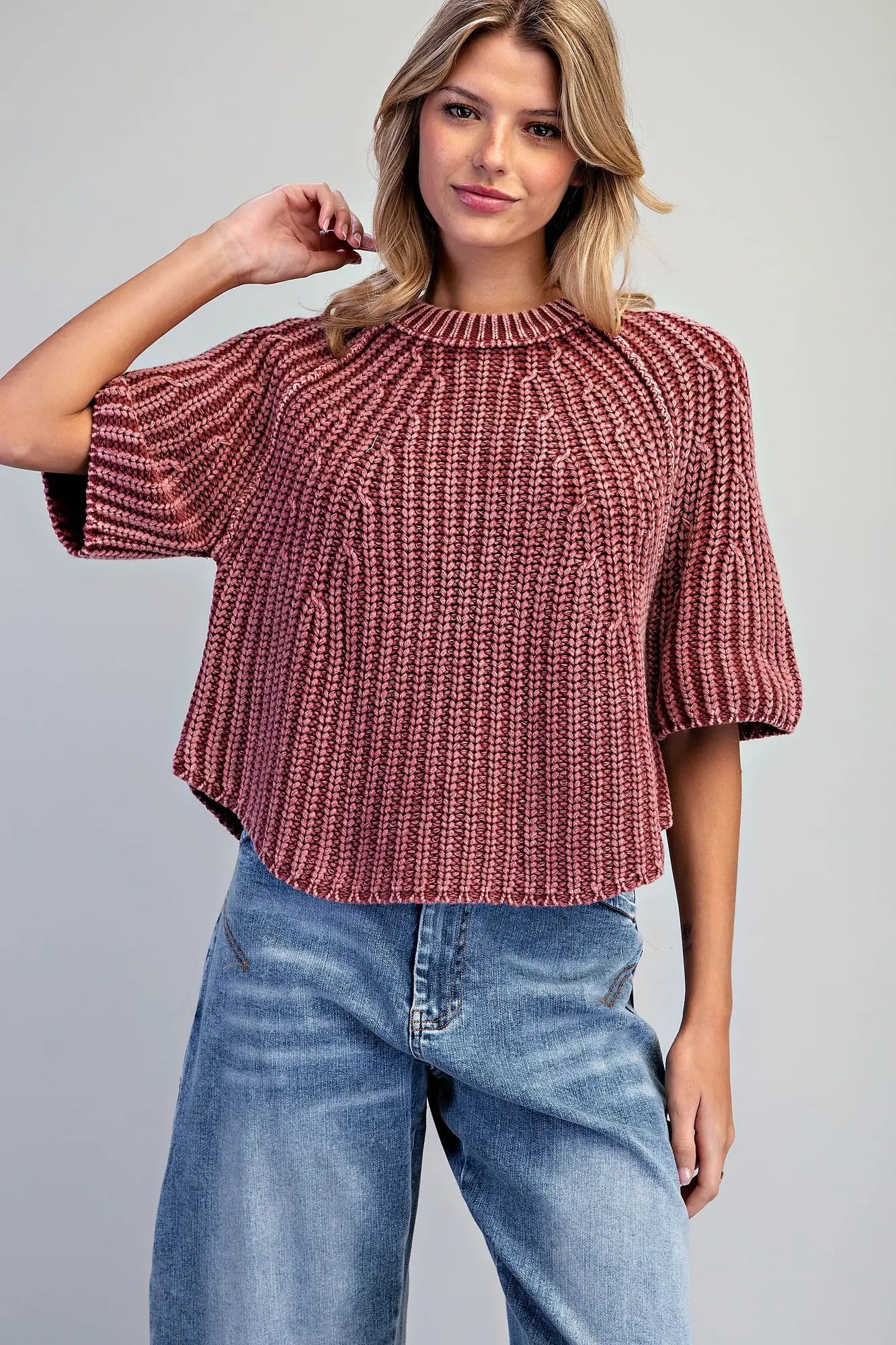 Chunky Knit Sweater - Rasberry
