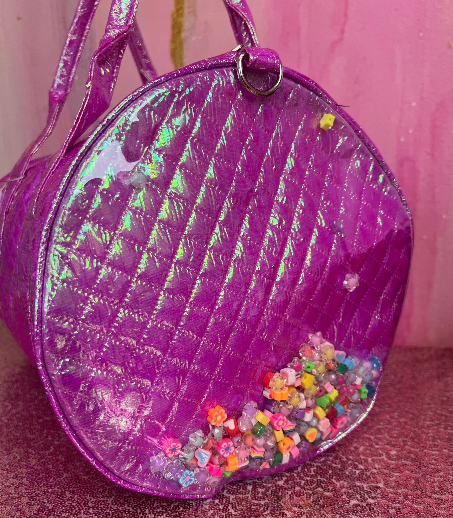 Pink Iridescent Charm Duffel Bag