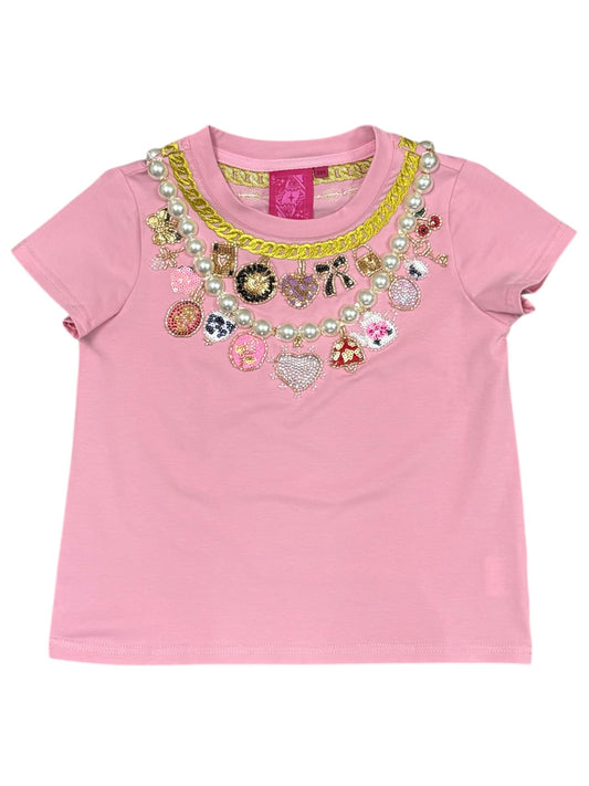 Pink Pearl & Chain Charm Tee