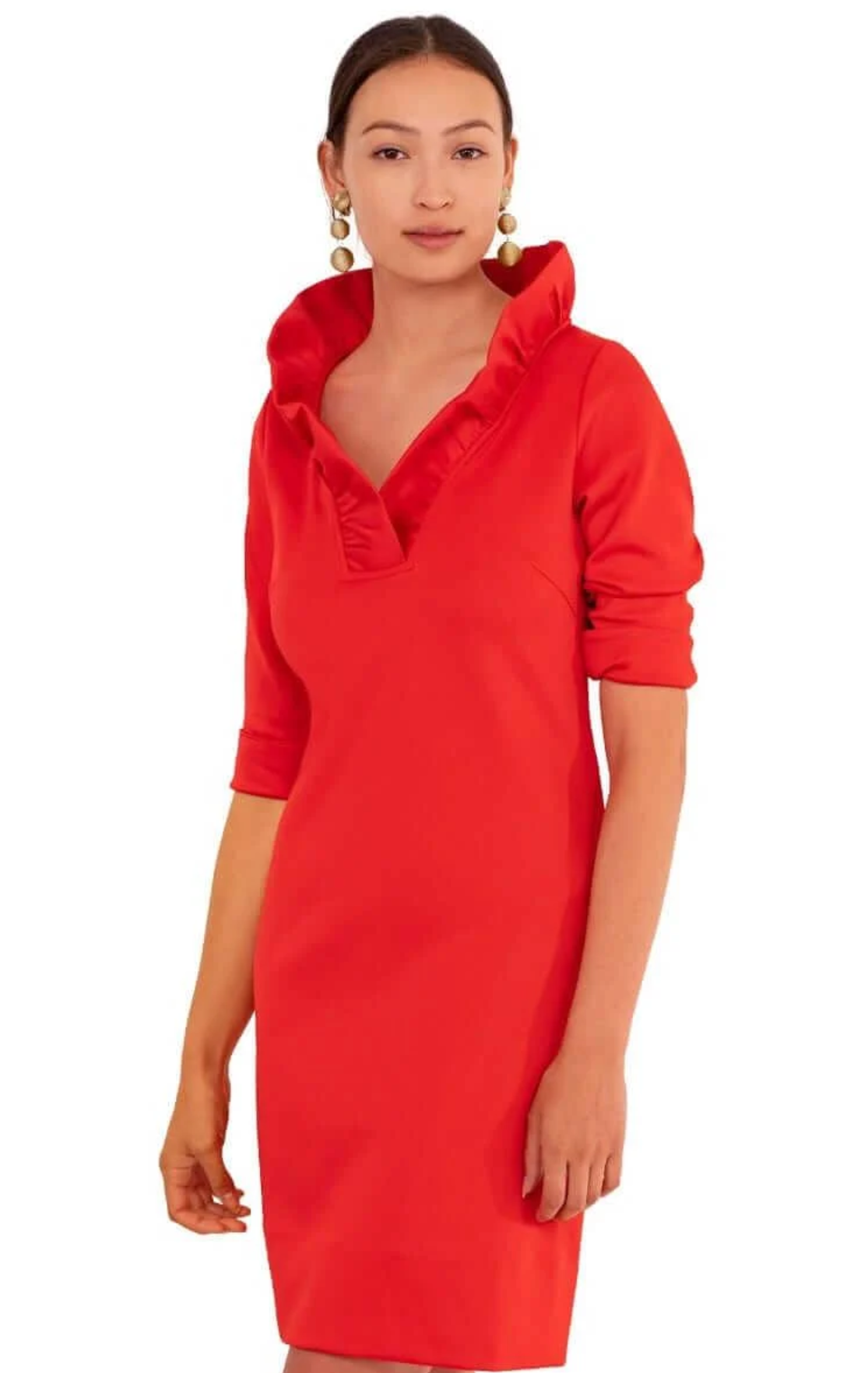 Ruffleneck Dress in Crimson