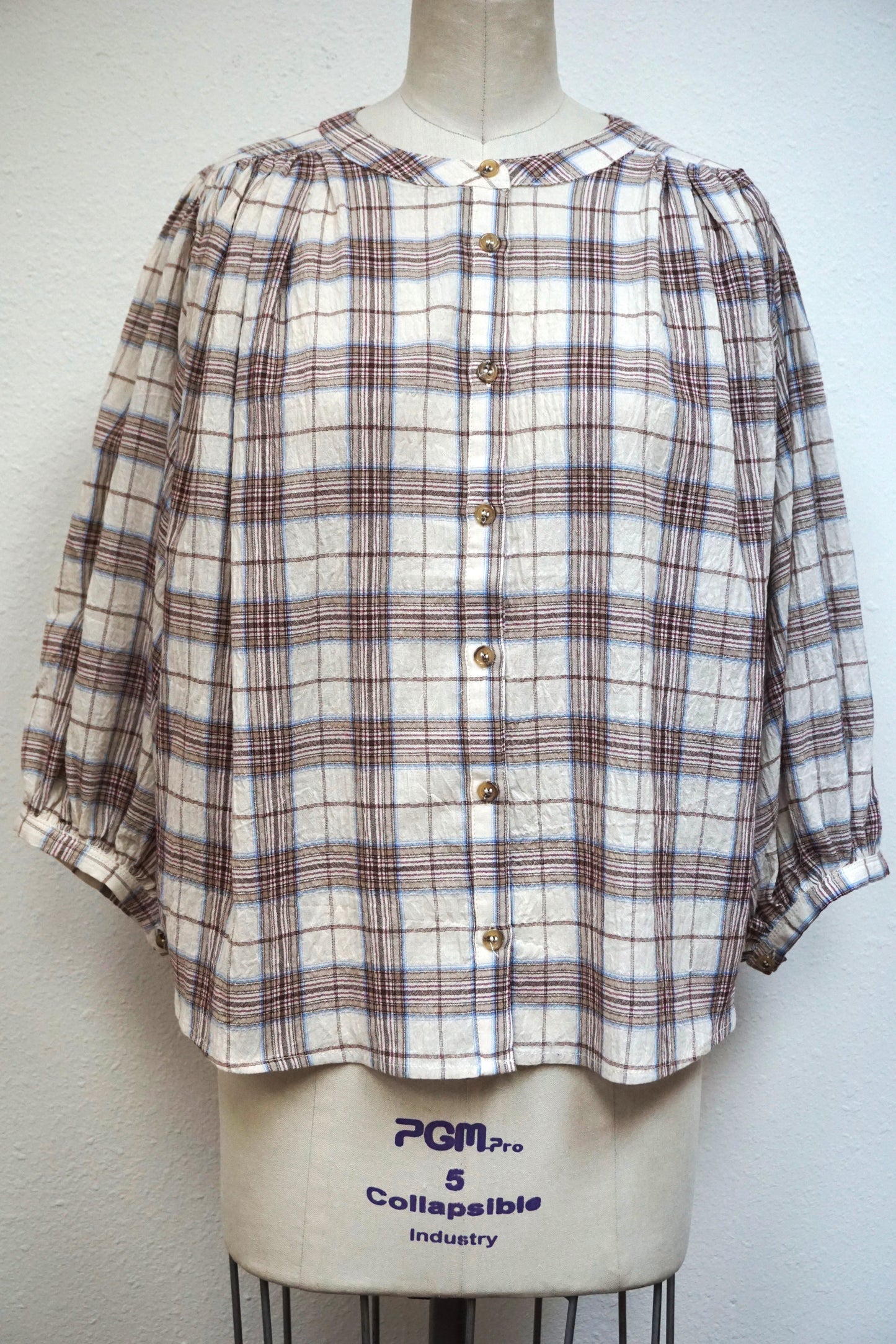 Plaid Button Down Bubble Top