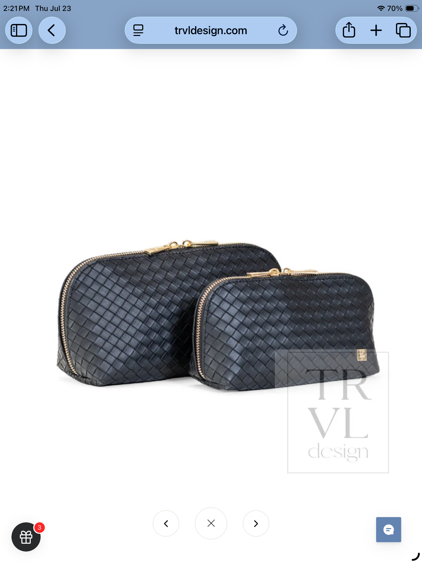 Cosmetic Case- Duo Set in Woven Jet