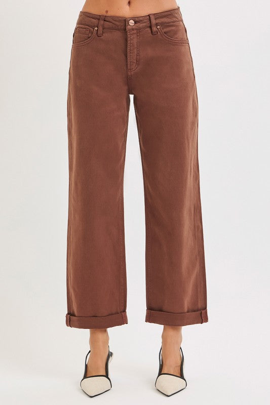 Mid Rise Barrel Jean - Cocoa