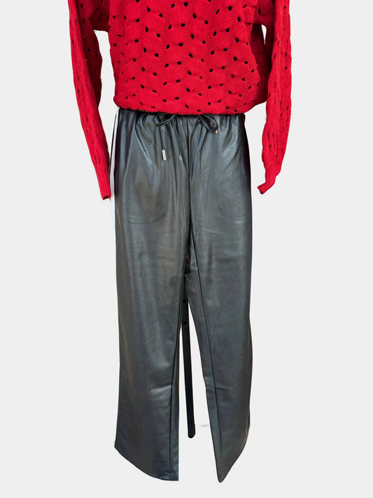 Leather Track Pant - Black