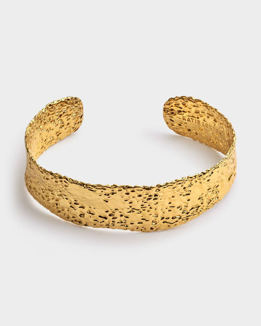 Luxe Lock Textured Waterproof Gold Bangle