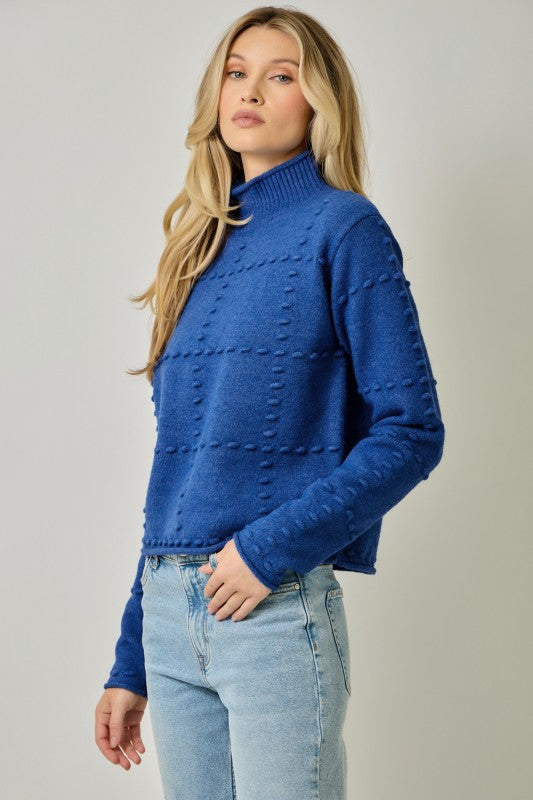 High Neck Pompom Sweater