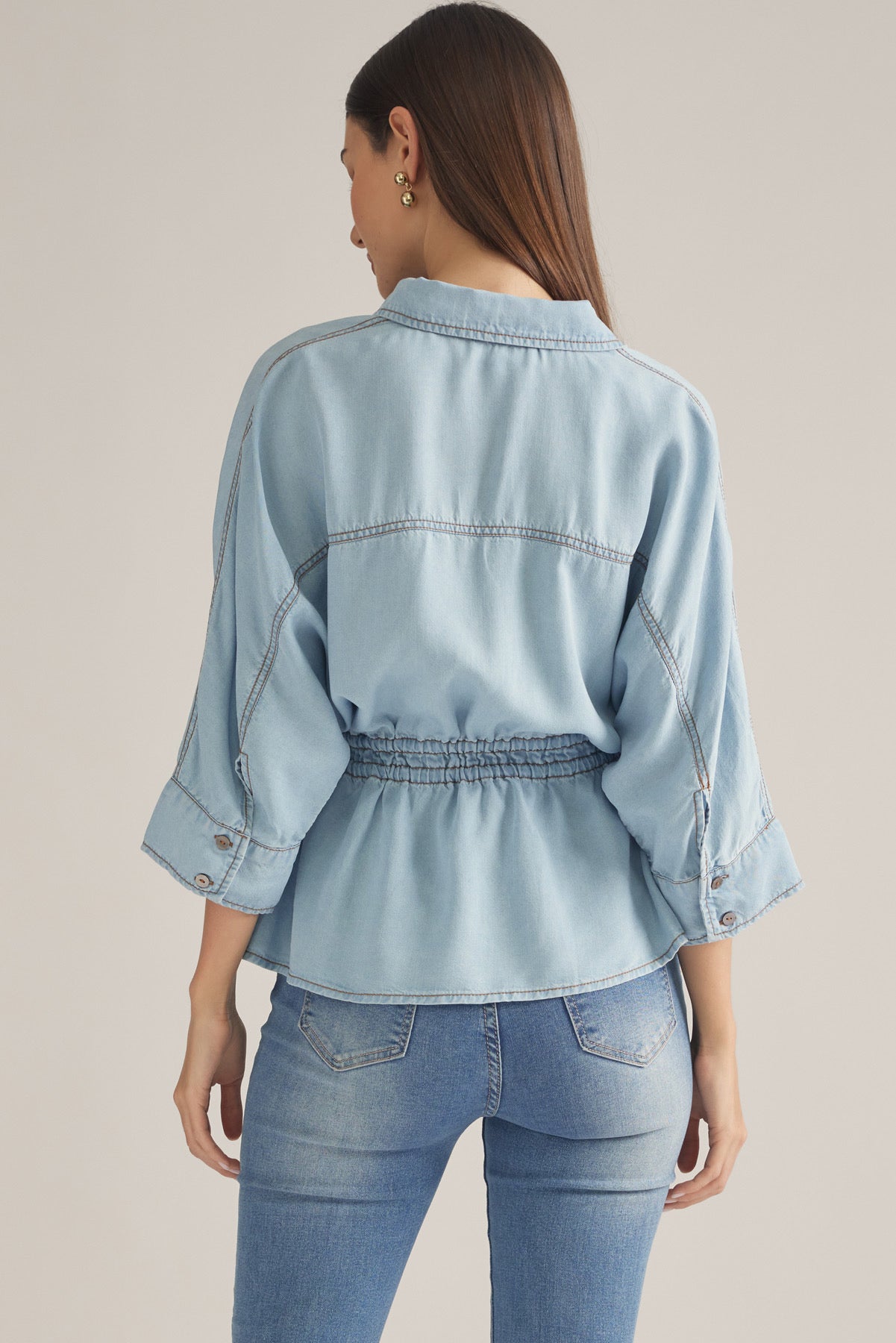 Denim Drawstring Top
