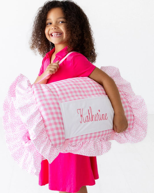Pink Gingham Ruffle Nap Mat