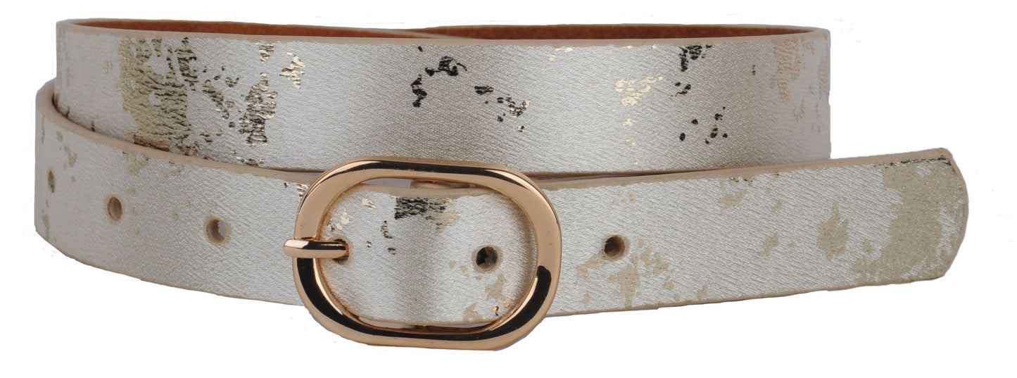 Gold Flake Shimmer Leather Belt