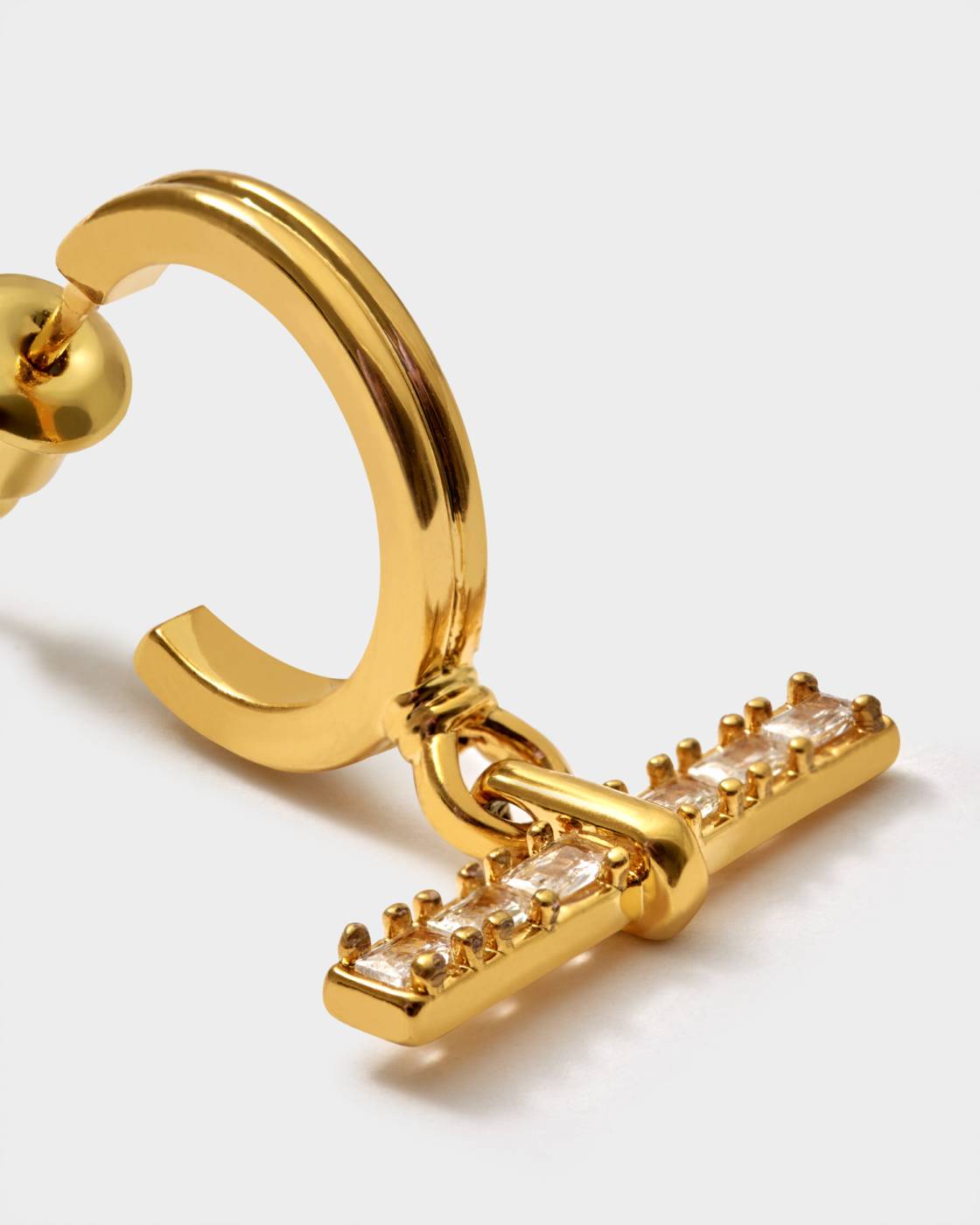 Lustre Waterproof Gold T-Bar Hoop Earrings