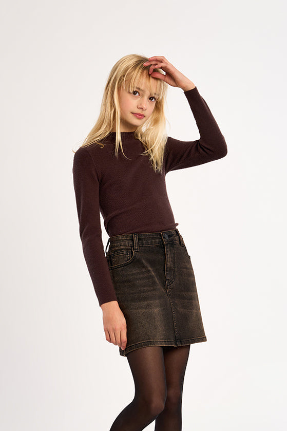 Chocolate Long Sleeve Knitted Shirt