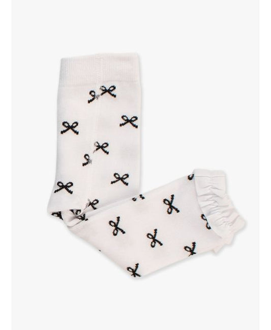 Black Bows Footless Ruffle Tights