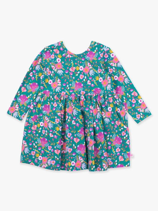 Emerald Floral Knit Twirl Dress