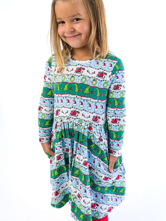 Festive Fair Isle Twirl Dress