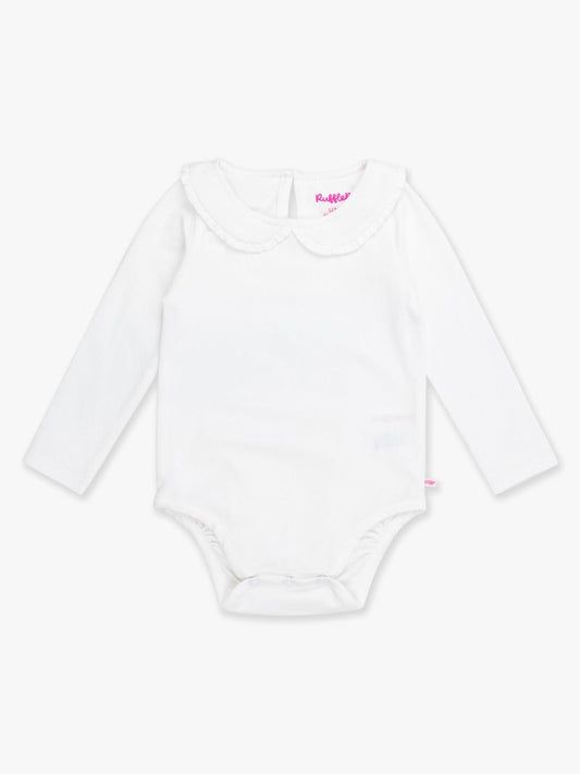 White Knit Ruffle Peter Pan Bodysuit