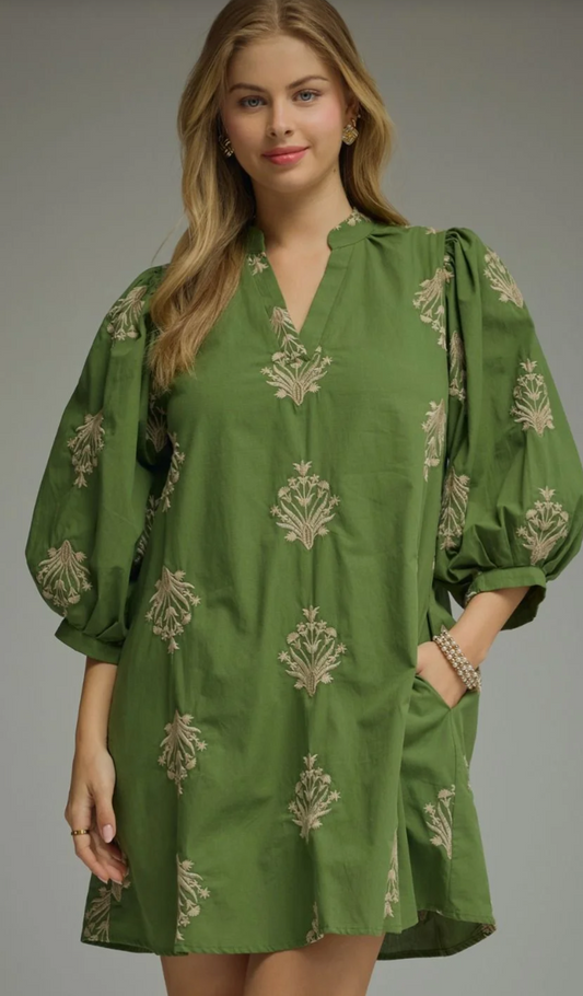 Olive 3/4 Shift Dress