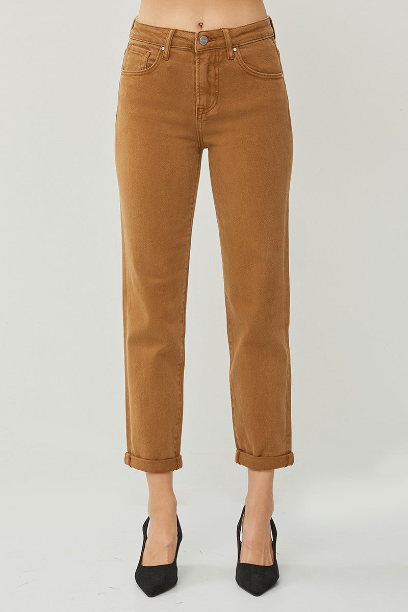 High Rise Boyfriend Pants - Cappuccino