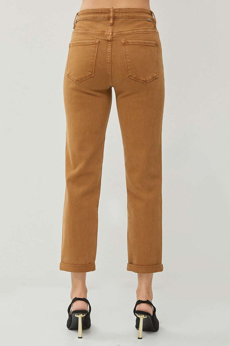 High Rise Boyfriend Pants - Cappuccino
