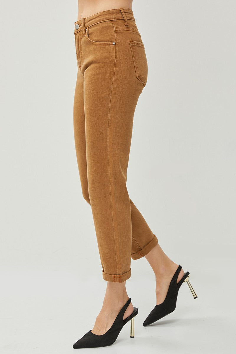High Rise Boyfriend Pants - Cappuccino