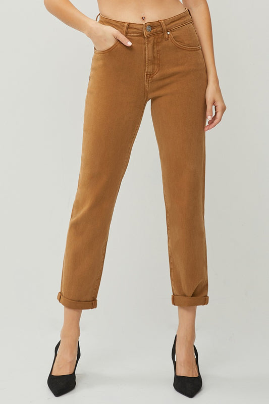 High Rise Boyfriend Pants - Cappuccino