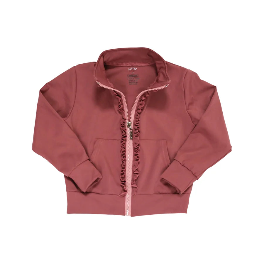 Mauve Ruffle Zip Up Jacket