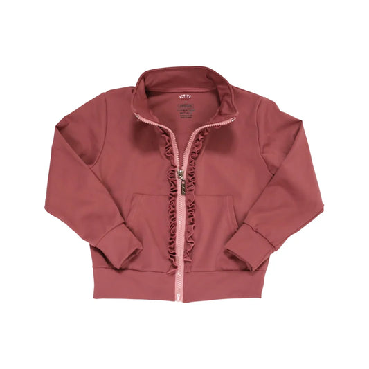 Mauve Ruffle Zip Up Jacket