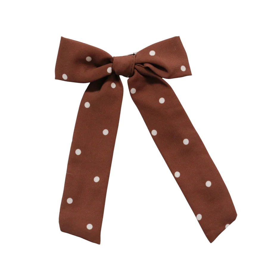 Long Tail Brown Dots Bow