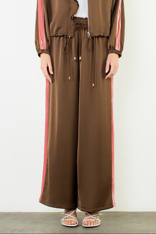 Drawstring Pants With Velvet Details