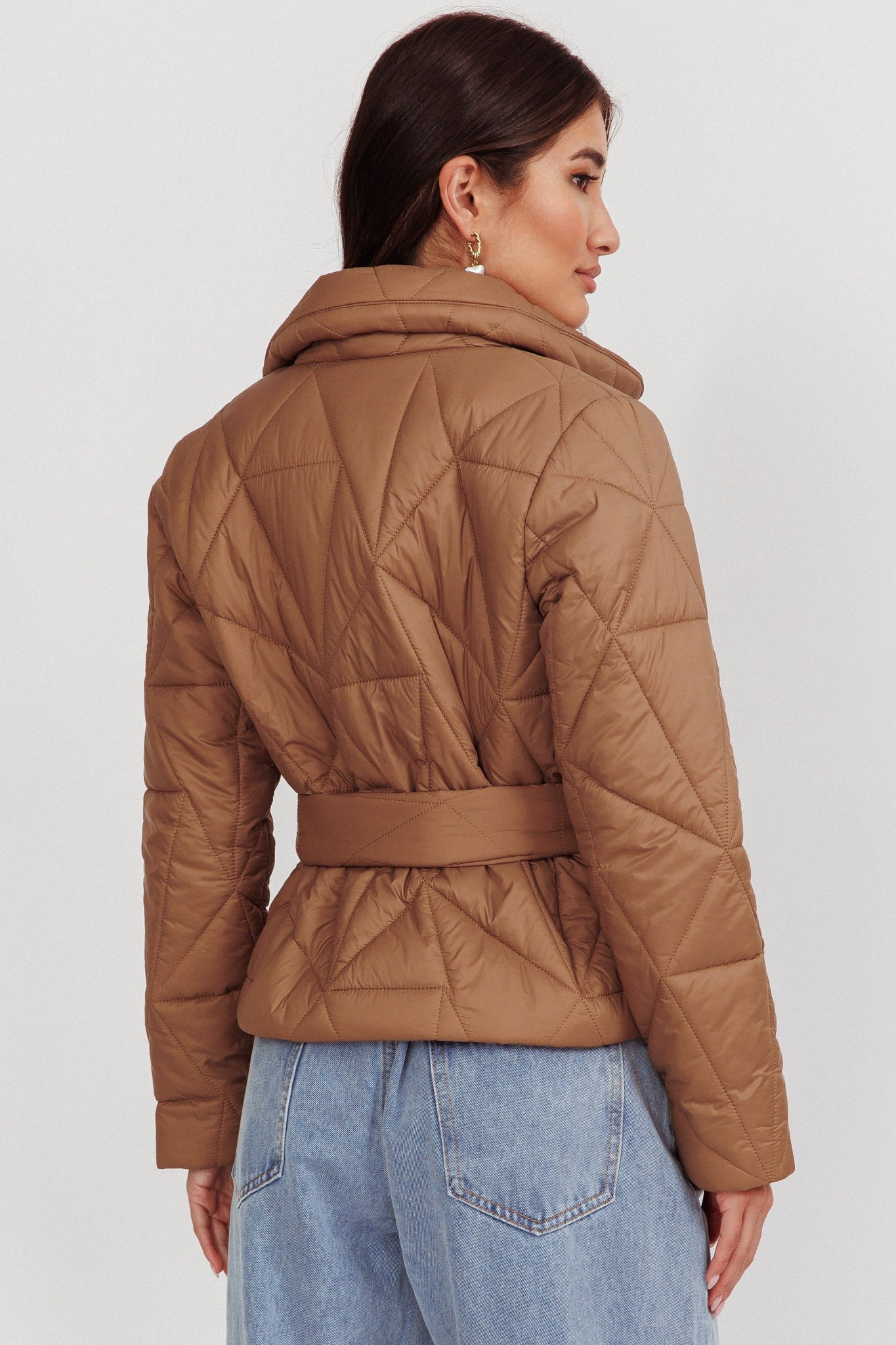 High Collar Waist Tie Jacket