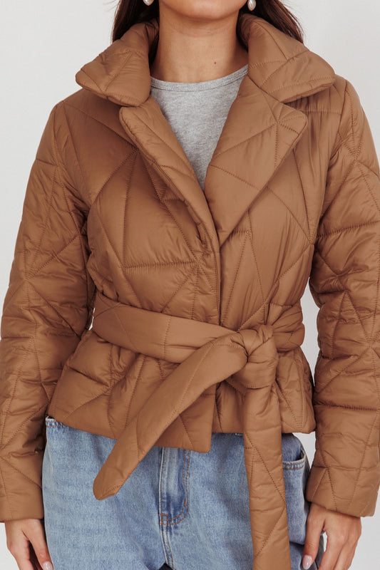High Collar Waist Tie Jacket