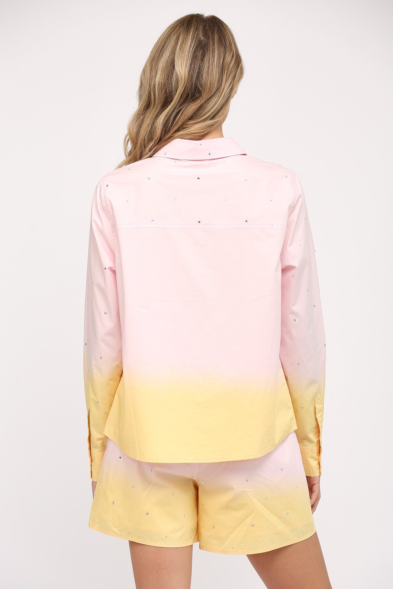 Pink Sequined Button Down Shirt