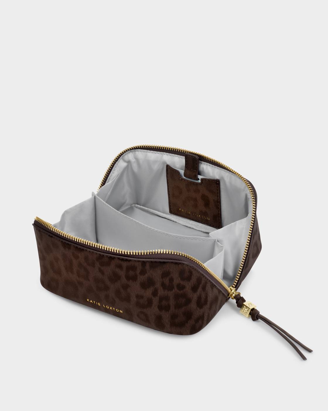 Fold-Out Mirror Makeup Bag - Chocolate Leopard