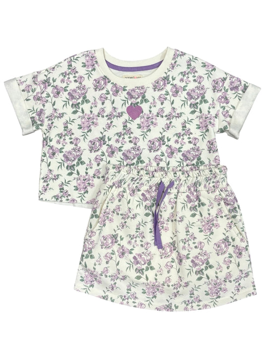 Purple Floral Print Skort